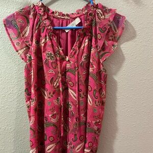 LOFT Pink Paisley Blouse